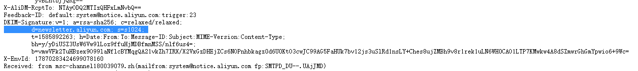 邮件源码中的DKIM签名