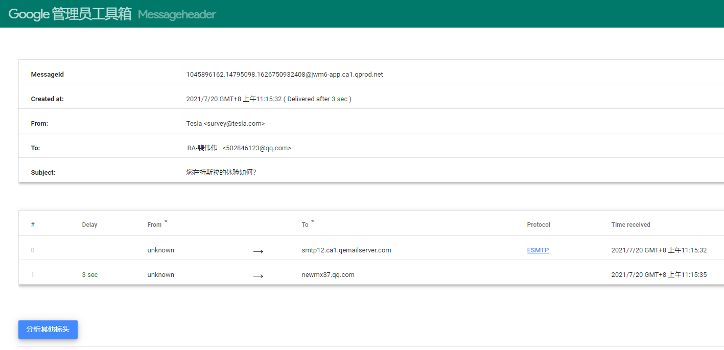 Google邮件头分析工具